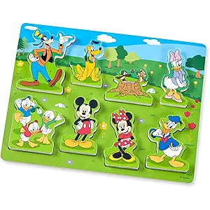 Melissa & Doug Disney Mickey Mouse Wooden Chunky Puzzle – 8-Piece Disney Character Puzzle for Toddlers and Kids Ages 2+