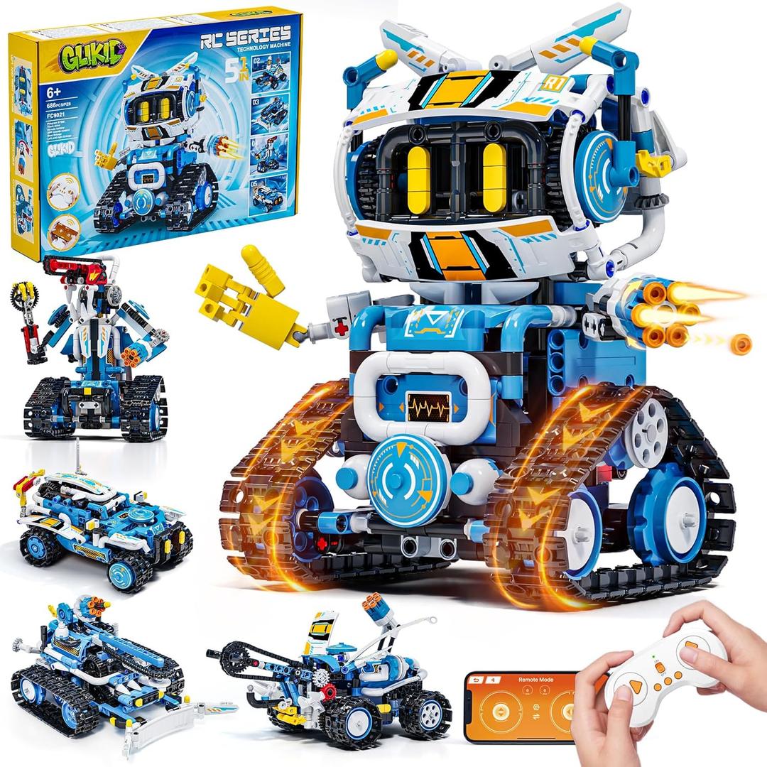 5 in 1 STEM Robotics Kit for Kids 8-12, APP & Remote Control Robot Building Kit, Science Project Kit & STEM Toys for Ages 8-13, Gifts for 8 Year Old Boys Girls