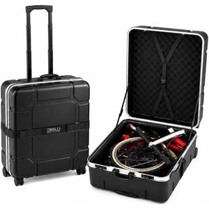 B&W International Brompton Bike Case, Foldon Hard Case Impact-Resistant ABS Hard Shell Travel Case with Wheels, Telescoping Handle, Large