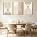 BINCUE Neutral Abstract Wall Art Beige Large Wall Decor Boho Mid Century Modern Artwork Art Print for Living Room Bedroom Office 24"x36" Set of 3 Gift