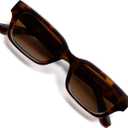 VANLINKER Polarized Trendy Small Skinny Square Cat Eye Sunglasses for Women Retro Vintage Shades VL9846 (Tortoise Frame Gradient Brown Lens)