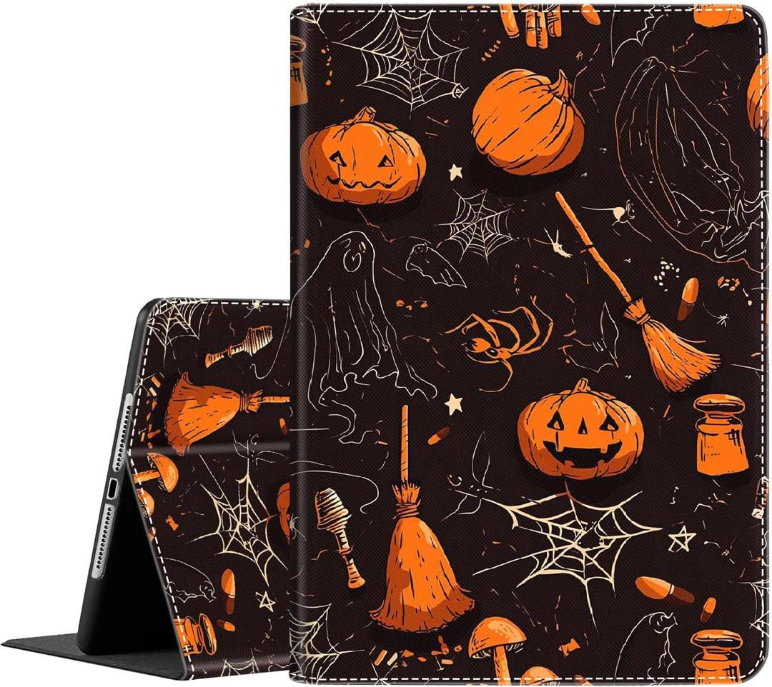 Case for iPad Air 11 Inch M2 2024, iPad Air 6th Gen/iPad Air 5th Gen 2022/Air 4th 2020 10.9 Inch, Multi-Angle Smart Stand Cover Auto Sleep/Wake Halloween Pumpkin