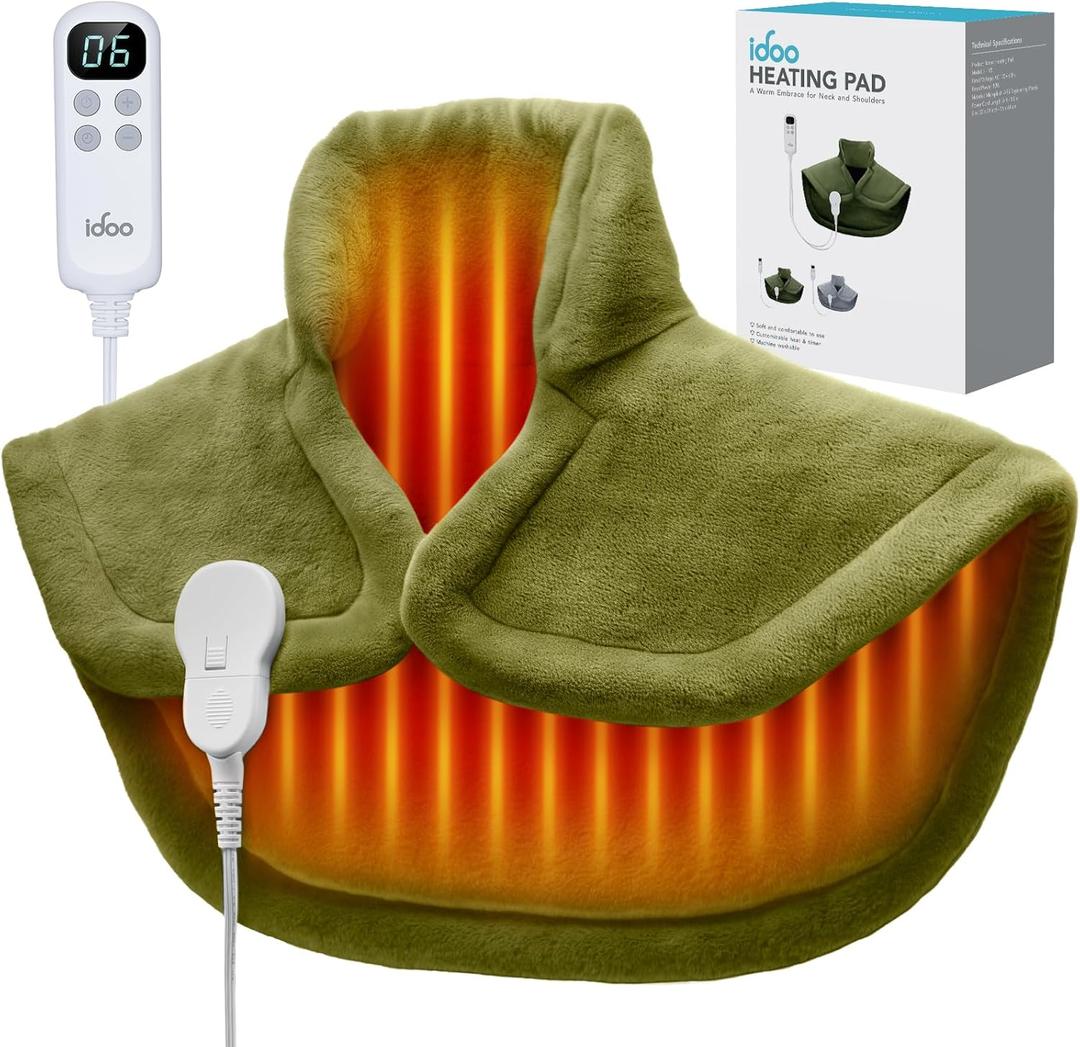 iDOO Heating Pad for Neck and Shoulders and Back, Birthday Gifts for Women Men Mom Dad, FSA Eligible Items Only List, Neck Heating Pad for Neck Pain Relief, ETL Safety Certified, 22'' x 24'' Green