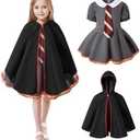 MOMMY'S NEW MAN Toddler Girls Halloween Witch Costume Magic Uniform Girls Wizard Costume Robe Cloak Skirt, 7-8 Y