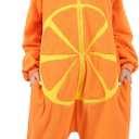 Adult Fruits Onesie Pajamas Cosplay Costume Unisex One-Piece Party Holiday Costume (Small, Orange)