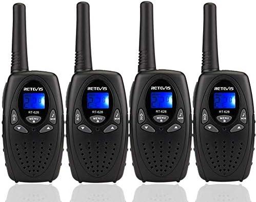 Retevis RT628 Walkie Talkies, Long Range Walkie Talkies for Adults, Belt Clip Key Lock Crystal Voice, Family Two Way Radios 4 Pack with for Camping Hiking(Black,4 Pack)