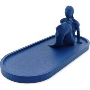 Danish Mermaid Figurine,Ocean Blue Jewelry Tray,Vintage Small Figurine Ring Holder,Mermaid Shape Organizer,Paint-It-Yourself Figurine,2.36 inches Tall