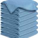 Microfiber Cleaning Cloths Glass Cleaner: 8 Packs 18X18 Window Cleaner Kit Wine Glasses Polishing Cloth Lint Free Washable Reusable Quickly Clean Mirro Screen Stainless Steel Windshield (Alaskan Blue)