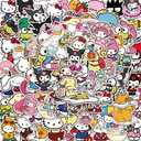 100Pcs Cute Stickers Pack for Kids Kuromi Hello Kitty Stickers Mymelody Cinnamoroll Pompompurin Keroppi Pochaco Stickers Decals Assorteds Kawaii Sticker Gifts for Water Bottle Laptop Scrapbook Luggage