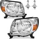 Headlights W/Bulbs for 2005 2006 2007 2008 2009 2010 2011 Toyota Tacoma Halogen Headlamp Replacement Driver & Passenger Side