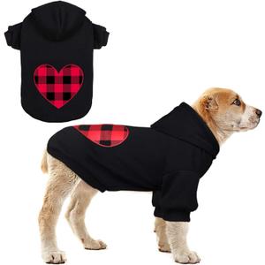 Dog Hoodie Dog Sweaters for Medium Dogs Pet Clothes Black Buffalo Plaid Warm and Soft Breathable Cozy(M) (Heart)