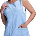 Vigorics Women's Denim Overall Dress Sleeveless Jumper Mini Dress Casual Summer Jeans Pinafore with Pockets (Blue, XL)