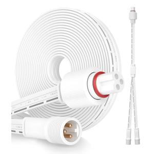 16.3FT Permanent Outdoor Lights Extension Cable for Go-vee H705A H705B H705C H706A H706B H706C,IP68 Waterproof Extension Cord, 3 Pin Power Cord 1FT Y-Shaped Extension