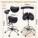 Round Rolling Stool&Split Seats and Footrest Dental Chair with Rotatable Armrests for Dentist Office Shop Home