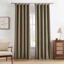 Vision Home Brown Linen Full Blackout Curtains 90 inch Long for Bedroom Living Room Darkening Soundproof Window Panels Thermal Insulated Rod Pocket Back Tab Neutral Drapes 56" Wx90 Lx2