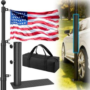 Tailgate Flag Pole with Tire Mount, 20 FT Heavy Duty Portable Flag Pole Kit for Tailgating, RV Telescoping Flagpole with Base for Camping, Outdoor Tailgating, Party, Camper