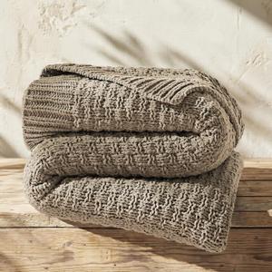 EVERGRACEHOME Chunky Chenille Knit Throw Blanket, Hearth Taupe, 50" x 60"