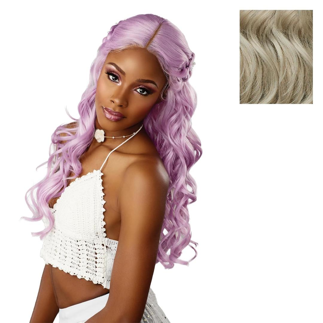 Sensationnel Shearmuse Festigal Lacewig - Flower Gal Glueless Ypart Laceparting Hand Tied Ready to Wear Synthetic Prestyled Units (LIGHT ASH BLONDE)