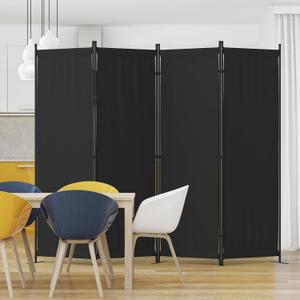 Room Divider 4 Panel Partition Room Dividers & Folding Privacy Screens w/ 3 Metal Feet 6FT Portable Wall Doubles as a Dressing Screen Portable Wall for Office Kitchen Children's Room, Black