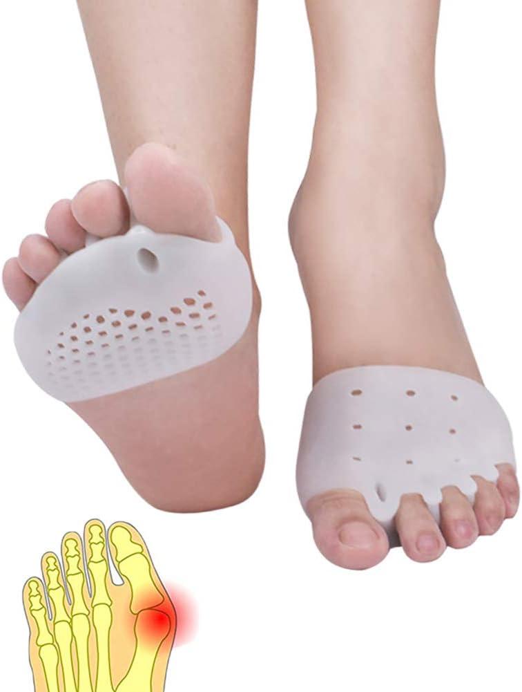 Ball of Foot Cushions, (4PCS) Metatarsal Pads, Toe Separator, Toe Spacers, Breathable & Soft Gel Foot Pads, Forefoot Pads for Mortons Neuroma Callus, Diabetic Feet, Blisters, (2 Pair (Pack of 1), White)