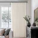 Pinch Pleated Linen Curtains 96 Inches Long for Living Room Bedroom, Light Filtering Boho Window Drape 96 inch 2 Panels Burgs with Hooks&Rings 8ft Cream Birch Sliding Glass Door Sheer Curtain Decor