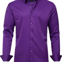 J.VER Men's Dress Shirts Solid Long Sleeve Stretch Wrinkle-Free Formal Shirt Business Casual Button Down Shirts L