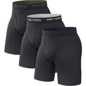 Pair of Thieves Men Super Fit Long Boxer Briefs | Underwear for Men | Lightweight, Soft, 4-Way Stretch | Moisture Wicking (Medium, Black)