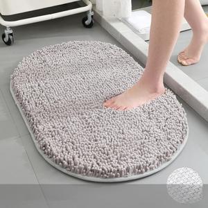 XYSayXuan Ultra Soft Shaggy Bath Rug - Fluffy Non Slip Bath Rug, Thick Fluffy, Absorbent (Light Gray, 16"24")