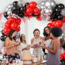 Red and Black Silver Balloon Arch Garland kit, 18/12/10/5 inch Red and Black Metal Silver Latex Balloon Set with Confetti Balloons for Graduation Baby Shower Wedding Birthday Anniversary Bachelorette