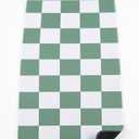 Non-Slip Checkered Kitchen Runner Rug, Modern Green and White Checkerboard Floor Mat, Easy-to-Clean Durable Kitchen Decor