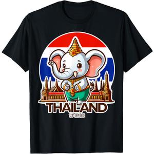 Cute Thai elephant National animal Love Thailand Thai Travel T-Shirt, XS