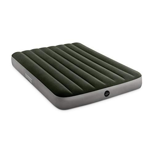 Intex 64778E Dura-Beam Standard Prestige Air Mattress: Fiber-Tech – Full Size – Hand-Held Battery Pump – 10in Bed Height – 600lb Weight Capacity