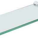 SAYAYO Floating Glass Shelves for Bathroom, 15 x 5 Inch Chrome Tempered Glass Shelf for Wall 1 Pack, Clear