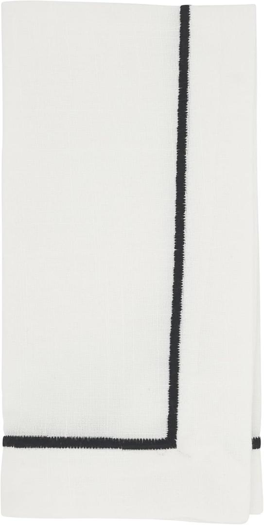 Saro Lifestyle Embroidered Line Design Napkin (Set of 4), 20"x20", Black