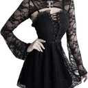 Bolero Shrug Goth Crop Top Fairy Shrugs for Dresses (Large, Black)