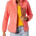 Amazon Essentials Women's Sherpa Long-Sleeve Mock Neck Full-Zip Jacket with Woven Trim, Pink/Brown Size XXL