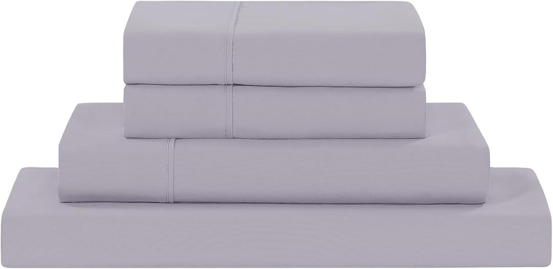 Modern Threads Soft Microfiber Solid Sheets - Luxurious Microfiber Bed Sheets - Includes Flat Sheet, Fitted Sheet with Deep Pockets, & Pillowcases Lilac Marble Queen (10 Lavender)
