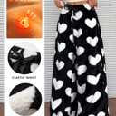 Wyeysyt Women Fuzzy Pajama Pants Elastic Waist Wide Leg Leopard Pant Pj Bottoms Lounge Fluffy Pants(Black-S)