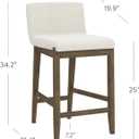 Nathan James Gracie Modern Counter Height Bar Stool with Back, Counter Stool Upholstered Chair with Natural Textured Linen and Brushed Wooden Legs, Cream Boucle/Dark Brown, Set of 2