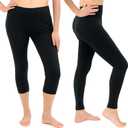2 x SATINA High Waisted Leggings for Women - Comfortable and Stretchy in Versatile Sizes and Colors - Workout Yoga Leggings Set (Black)