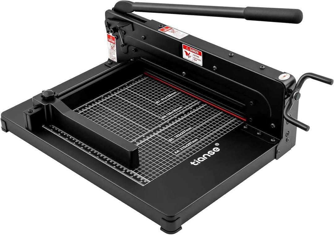 TIANSE Heavy Duty Guillotine Paper Cutter A4 12" Guillotine Paper Cutter 400 Sheet Capacity Solid Steel Construction with Double Safety Protection Perfect for Trimming Paper Cardstock Matboard Black