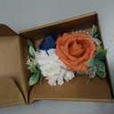 Rinlong 2Pcs Navy Terracotta Wrist Corsage Artificial Flower Corsage for Wedding Homecoming Prom Bracelet Wrist Flowers Bride Bridesmaid Flower Navy Blue Burnt Orange