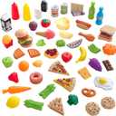 KidKraft 65-Piece Plastic Play Food Set for Play Kitchens, Fruits, Veggies, Sweets, Drinks and More, Gift for Ages 3+