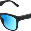 Smart Glasses for Women Men,UV400 Polarized Lenses, Bluetooth Glasses with Speakers, Open Ear Sound, Call/Music,Voice Assistant, Hands Free Calling, Bluetooth Sunglasses Indoor Outdoor Activities-Blue (Black)