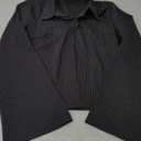 Women Striped Fitted Button Down Shirts Bell Long Sleeve Shirt Office Work Blouse Tops (Small, Dark Grey)