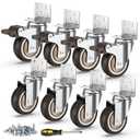HOLKIE Side Mount Casters 2 Inch L-Shaped Small Rubber Caster Set of 8 with Ball Bearing Heavy Duty Furniture Wheels with Thickened L-Shaped Mounting Plate Ideal for Coffe TablesCribs4 with Brakes