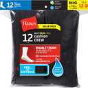 Hanes Men's Double Tough Socks, Crew and Ankle Moisturing Wicking Socks, Black & White, Multi-Packs (Black)