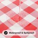 Smiry Rectangle Picnic Table Cloth, Elastic Waterproof Fitted Vinyl Tablecloths, Flannel Backed Buffalo Plaid Table Covers for Dining, Camping, Outdoor (White and Red, 36" x 60")