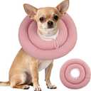 IDOMIK Dog Recovery Collar, Waterproof Soft Dog Cone After Surgery, Comfy Protective Elizabethan Collar Alternative for Dogs Cats, Adjustable Pet Neck Donut Cone Anti-Licking Biting Wounds,Pink,S