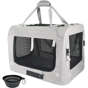 Extra Large Cat Carrier Soft Sided, Portable Small Dog Carrier for 2 Cats, 24"x16.5"x16" Car Travel Folding Comfortable Design with Bowl, Grey